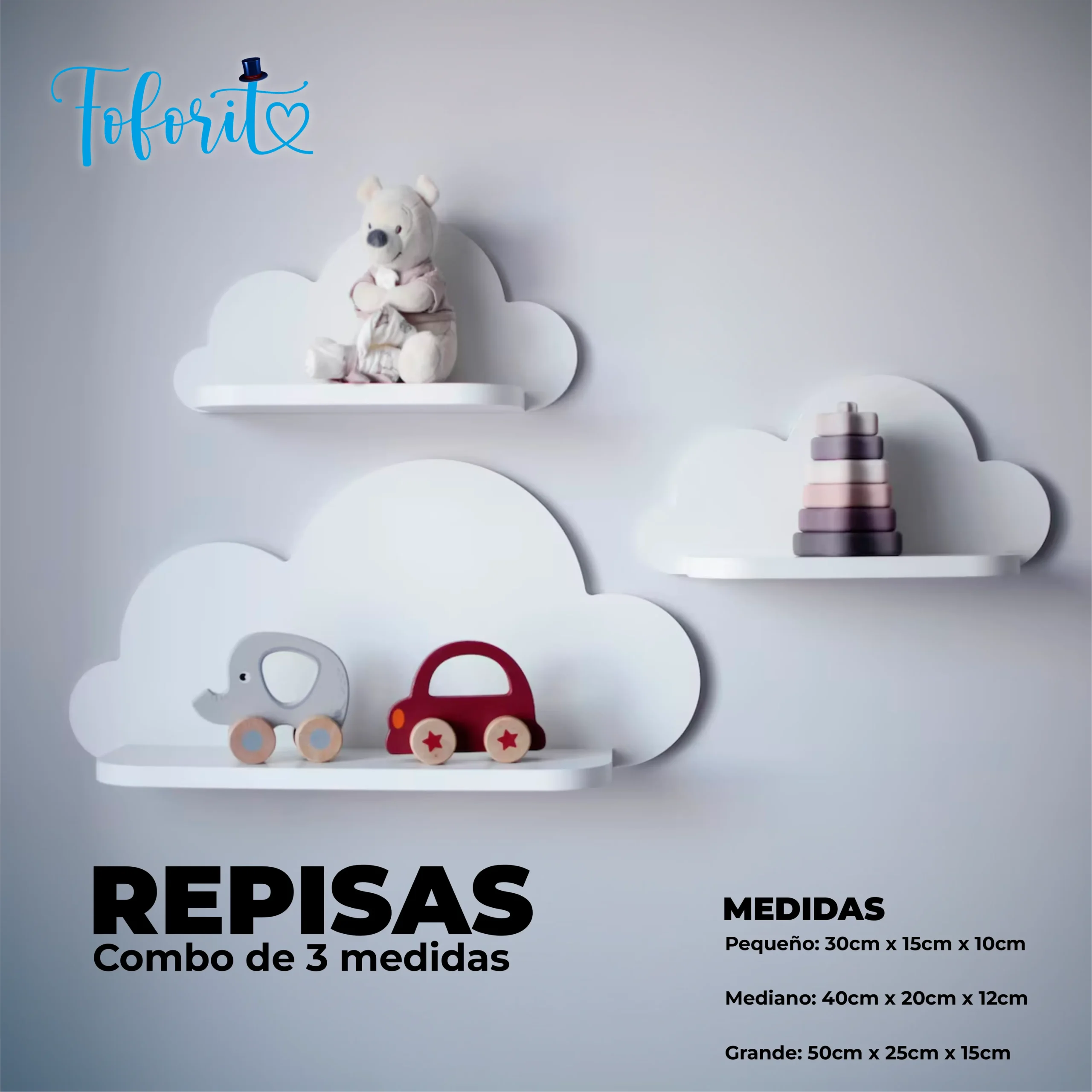Combo de 3 Repisas para Niños en MDF
